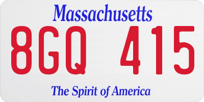 MA license plate 8GQ415