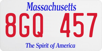 MA license plate 8GQ457