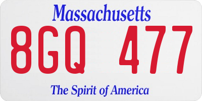 MA license plate 8GQ477