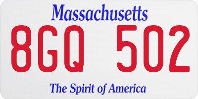 MA license plate 8GQ502