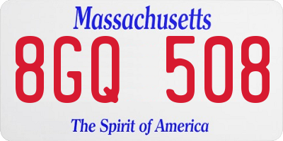 MA license plate 8GQ508