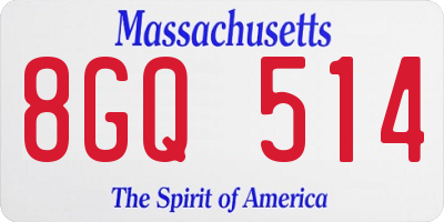 MA license plate 8GQ514