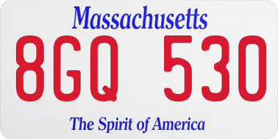 MA license plate 8GQ530