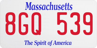 MA license plate 8GQ539