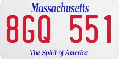 MA license plate 8GQ551