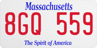 MA license plate 8GQ559