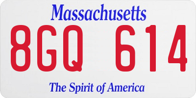 MA license plate 8GQ614