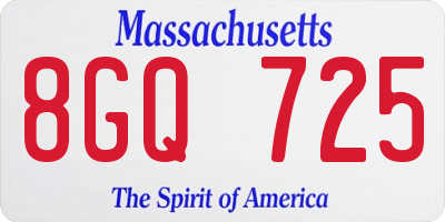 MA license plate 8GQ725