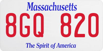 MA license plate 8GQ820