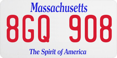 MA license plate 8GQ908
