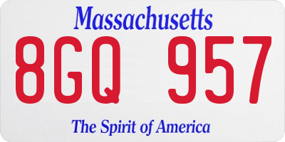 MA license plate 8GQ957