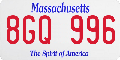 MA license plate 8GQ996