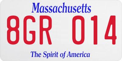 MA license plate 8GR014