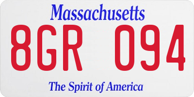 MA license plate 8GR094