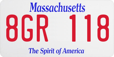 MA license plate 8GR118