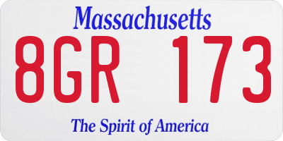 MA license plate 8GR173