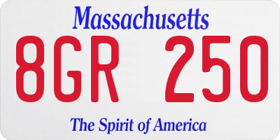 MA license plate 8GR250
