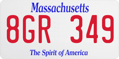 MA license plate 8GR349