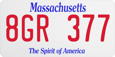 MA license plate 8GR377