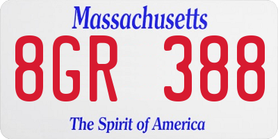 MA license plate 8GR388