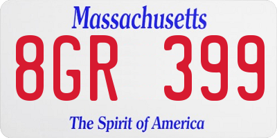 MA license plate 8GR399