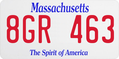 MA license plate 8GR463