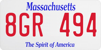 MA license plate 8GR494