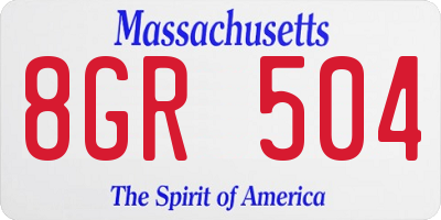 MA license plate 8GR504