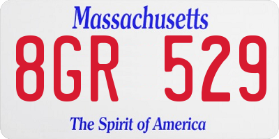 MA license plate 8GR529
