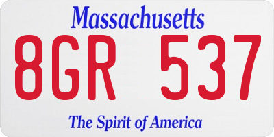 MA license plate 8GR537