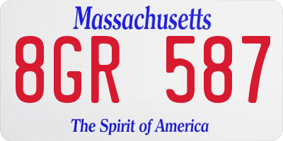 MA license plate 8GR587