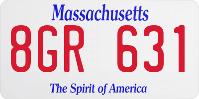 MA license plate 8GR631