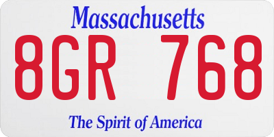 MA license plate 8GR768