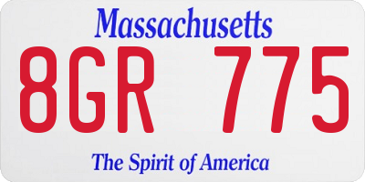 MA license plate 8GR775