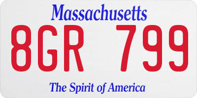 MA license plate 8GR799