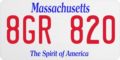 MA license plate 8GR820
