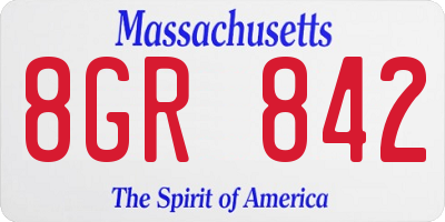 MA license plate 8GR842