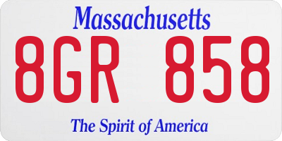 MA license plate 8GR858