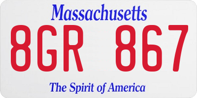 MA license plate 8GR867