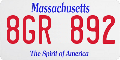 MA license plate 8GR892