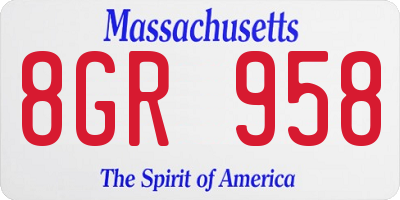 MA license plate 8GR958
