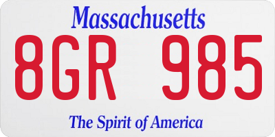 MA license plate 8GR985