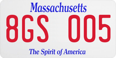 MA license plate 8GS005