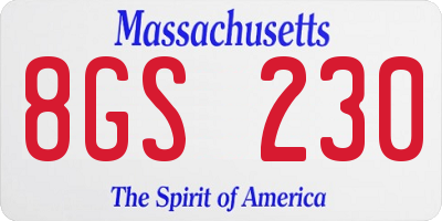 MA license plate 8GS230