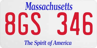 MA license plate 8GS346