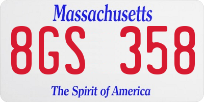 MA license plate 8GS358