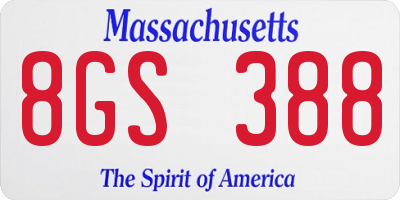 MA license plate 8GS388