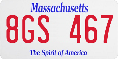 MA license plate 8GS467