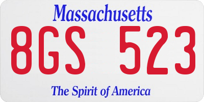 MA license plate 8GS523