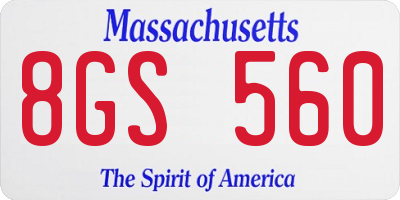 MA license plate 8GS560